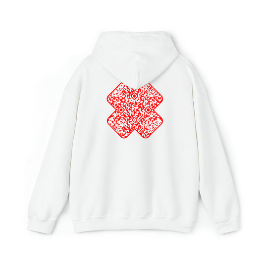 Red x custom QR code Unisex Heavy Blend Hoodie